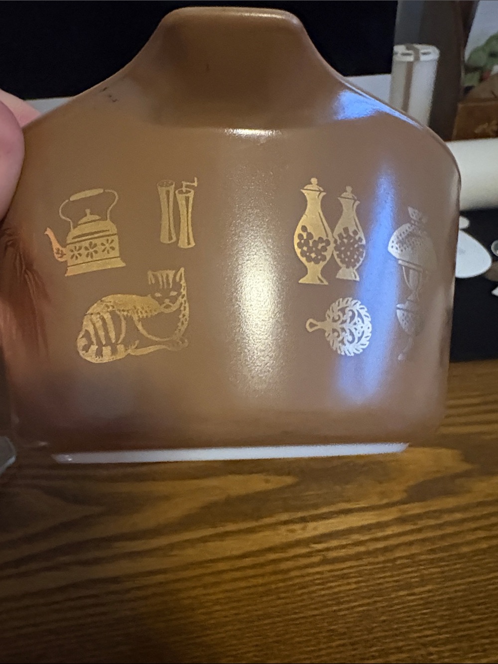 Vintage PYREX 1 Qt. Brown AMERICANA Bowl 473  with Lid 470-C - Picture 5 of 6